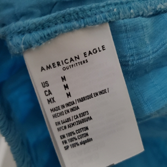 American Eagle Outfitters Blue Milkmaid Cotton Crop Cottagecore Tank Top Women M - Picture 4 of 5